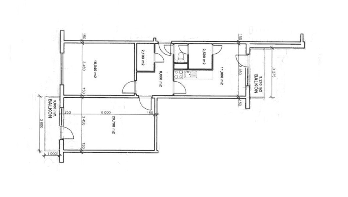 Levice Konfido ponuka na predaj 2 izbovy byt v povodnom stave v centre mesta pohlad na podorys bytu