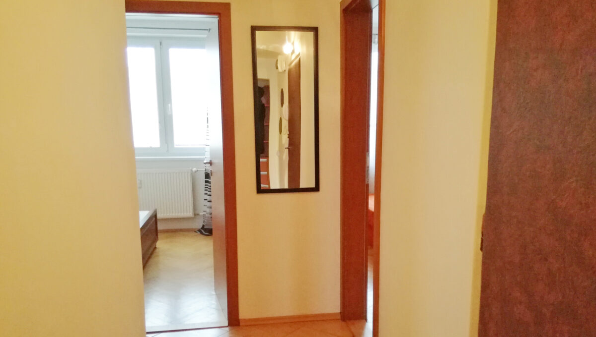 Konfido ponuka na predaj Senec Svatoplukova 3 izbovy byt pohlad na chodbu so vstupmi do jednotlivych miestnosti