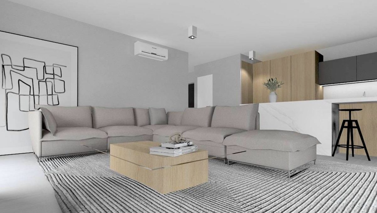 HU Siofok Konfido 5 izbovy byt na predaj novostavba pohlad na vizualizaciu obyvacej izby od okna