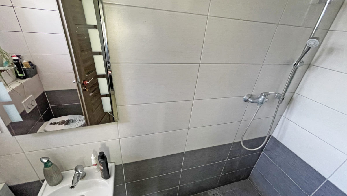 Hruba Borsa Konfido 4 izbovy rodinny dom na predaj pohlad zo spalne na kupelnu so sprchovym kutom a toaletou