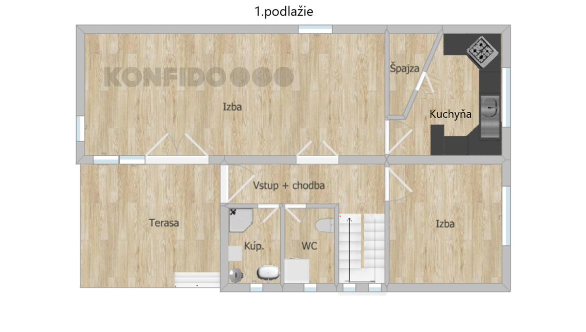 Senec 5 izbovy rodinny dom na predaj Konfido podorys prveho nadzemneho podlazia
