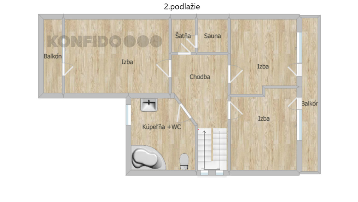 Senec 5 izbovy rodinny dom na predaj Konfido podorys druheho nadzemneho podlazia