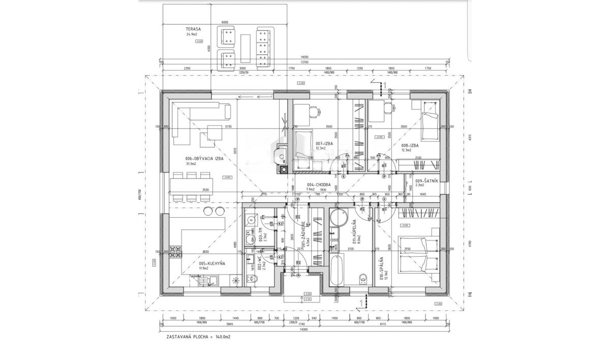 Reca 05 RG 4 izbovy rodinny dom novostavba holodom podorys domu